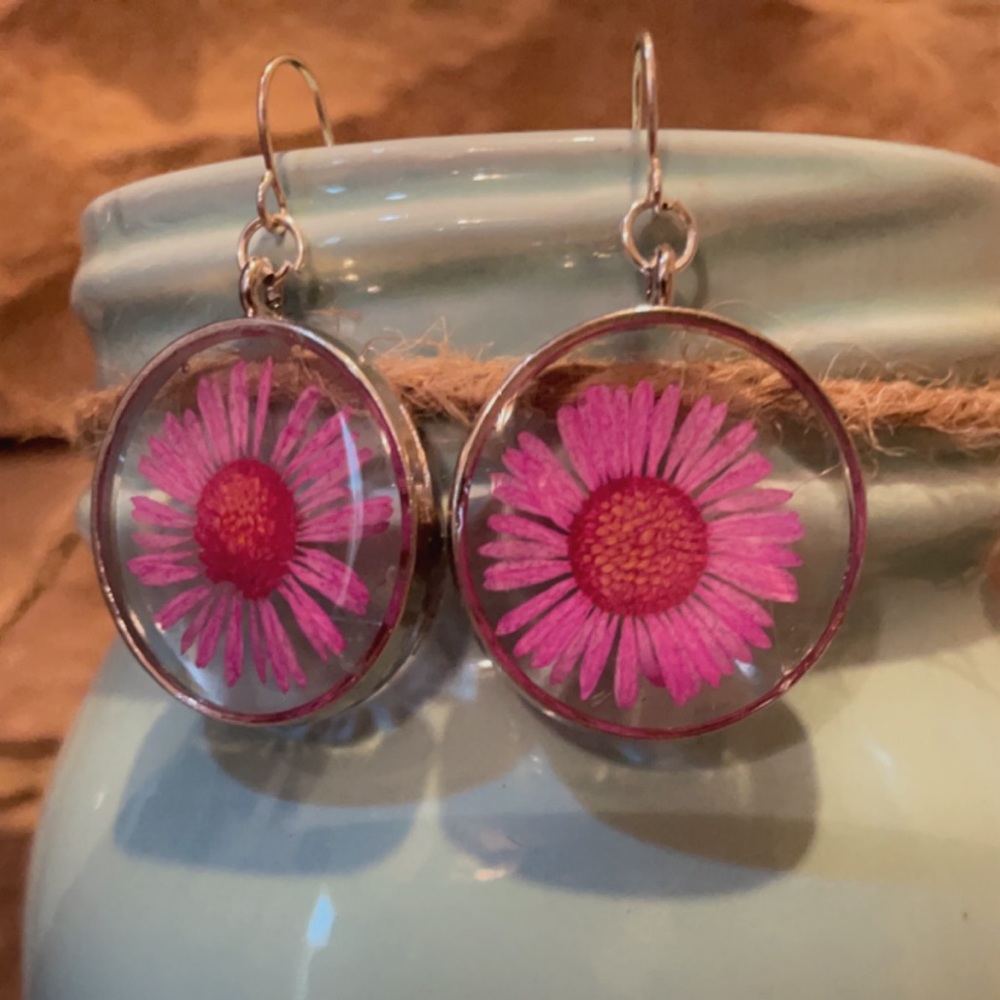 Real dried handmade floral earrings